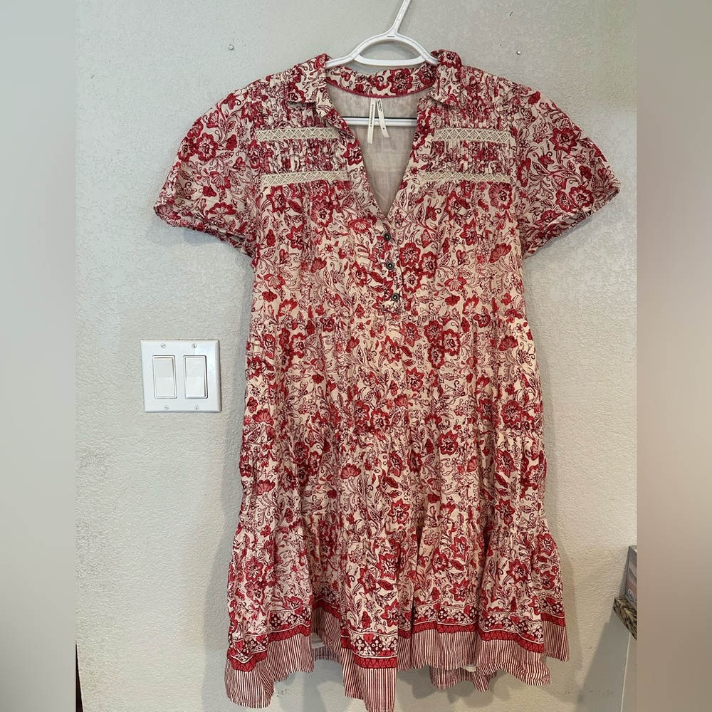 Floral Red and Cream Dress